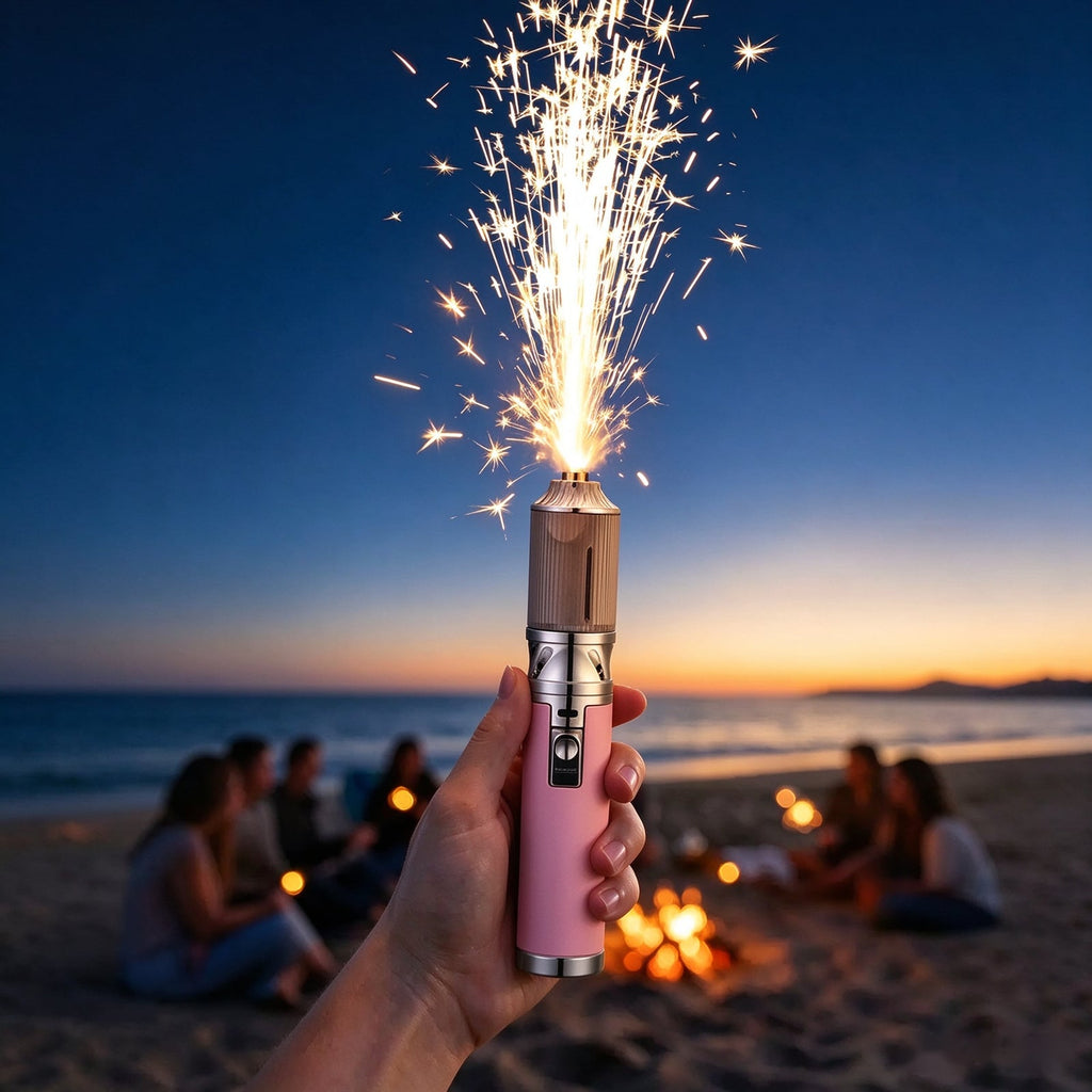 Refillable Handheld Sparkler Lighter - Rose Pink & Gloss Black