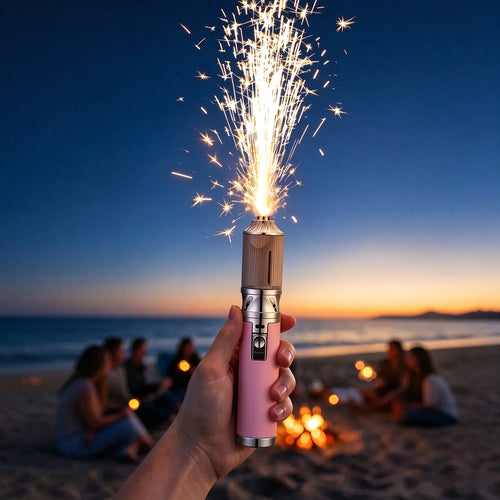 Refillable Handheld Sparkler Lighter - Rose Pink & Gloss Black