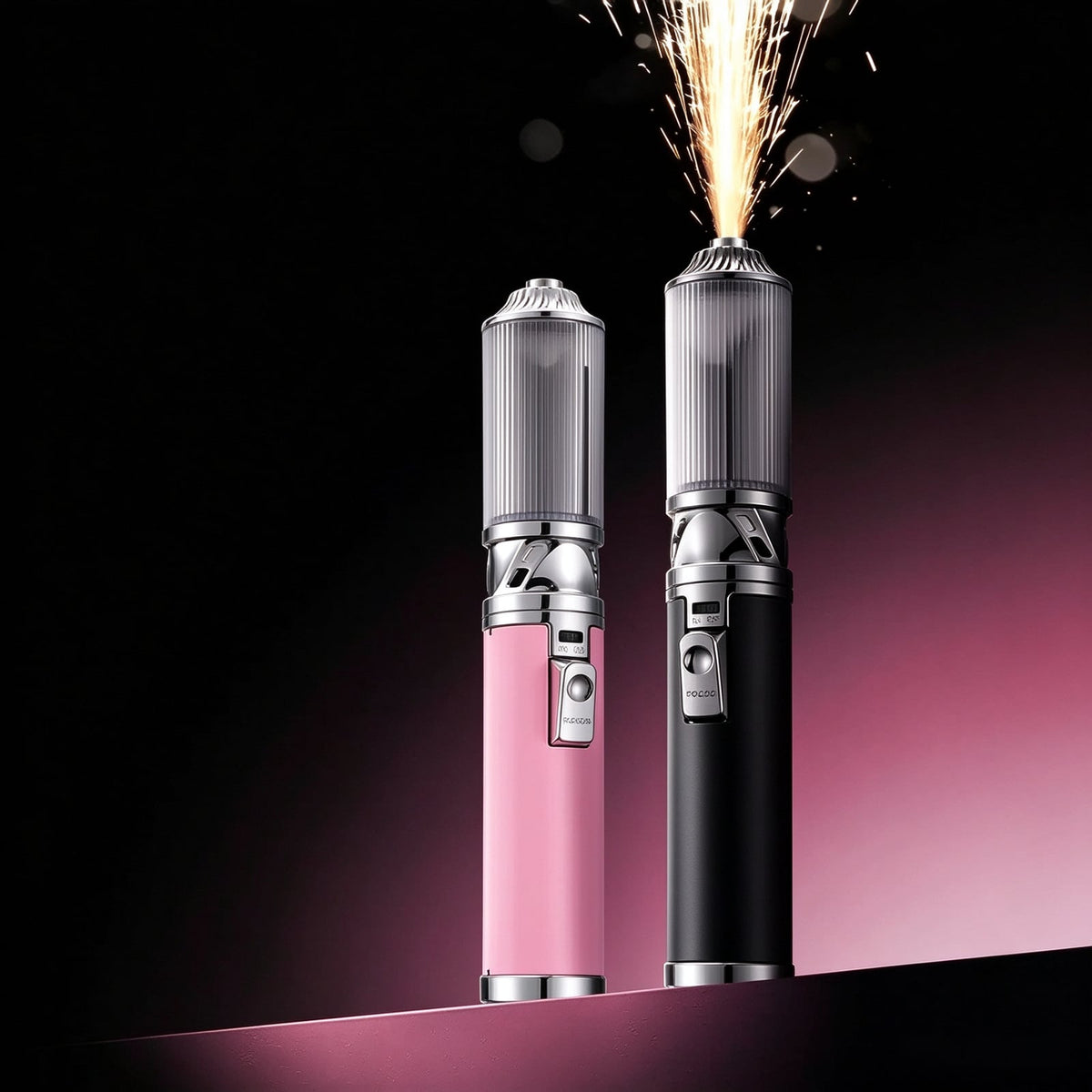 Refillable Handheld Sparkler Lighter - Rose Pink & Gloss Black