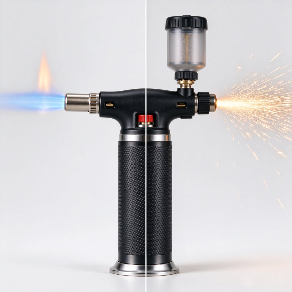 2-in-1 Butane Torch and Sparkler Lighter - Black & Silver