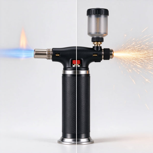 2-in-1 Butane Torch and Sparkler Lighter - Black & Silver